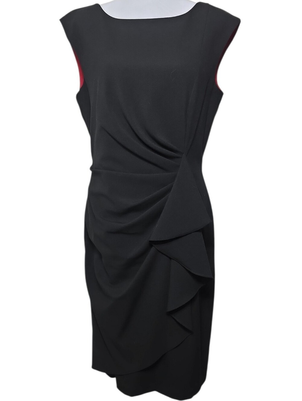 NWOT Calvin Klein Black Asymmetrical Ruffle Sheath Dress